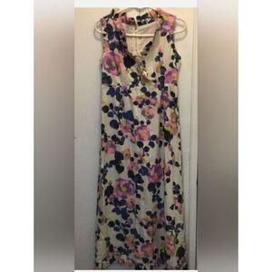 Vintage floral sun prairie dress maxi ruffles S/M